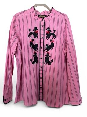 Bob Mackie Wearable Art NWT-Poodle Embroidered Shirt Retro Novelty